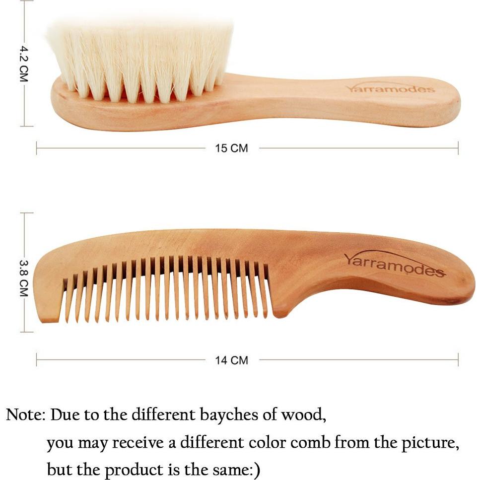 Juego de Cepillo y Peine para Bebés Ecológico - Madera y Cabra