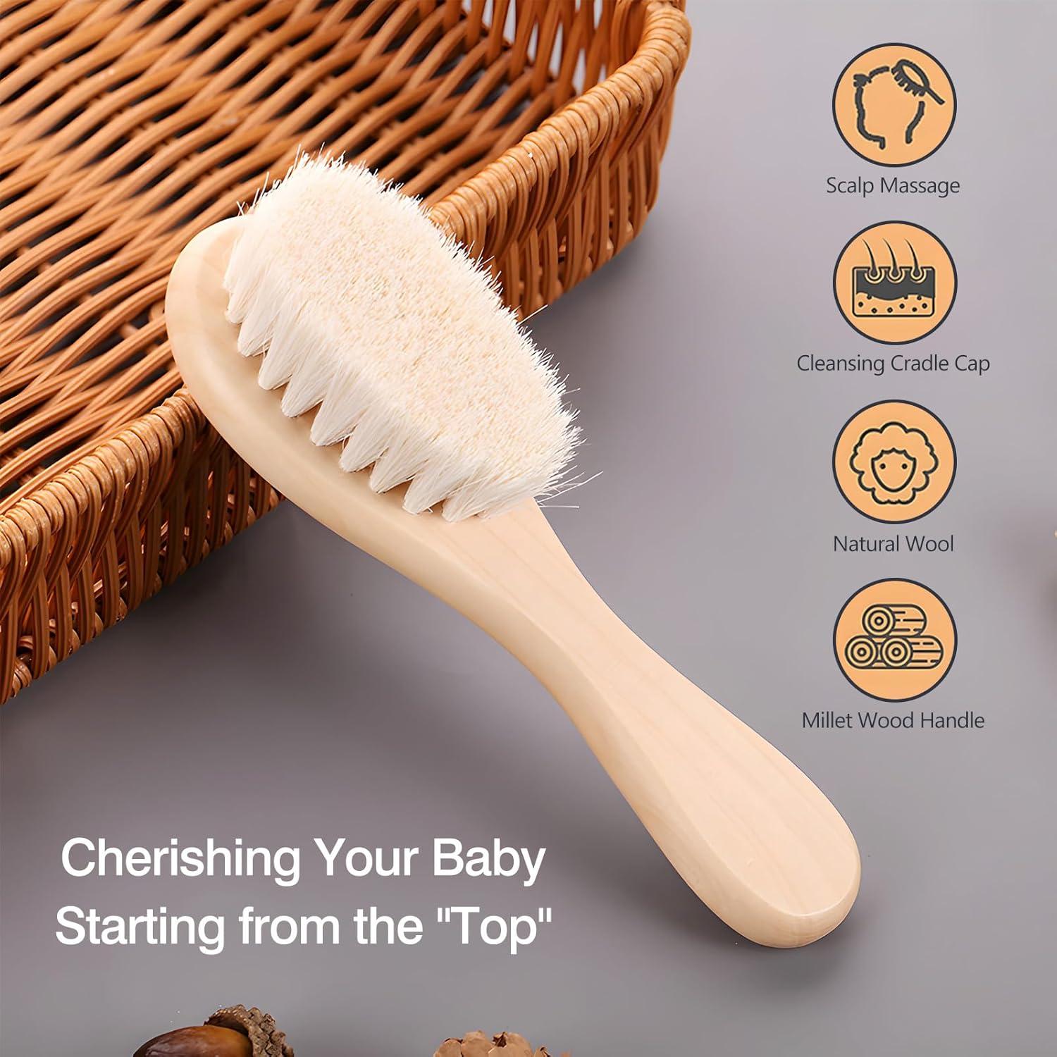 Paquete de 2 Cepillos para Bebé Kootinn con Mango de Madera