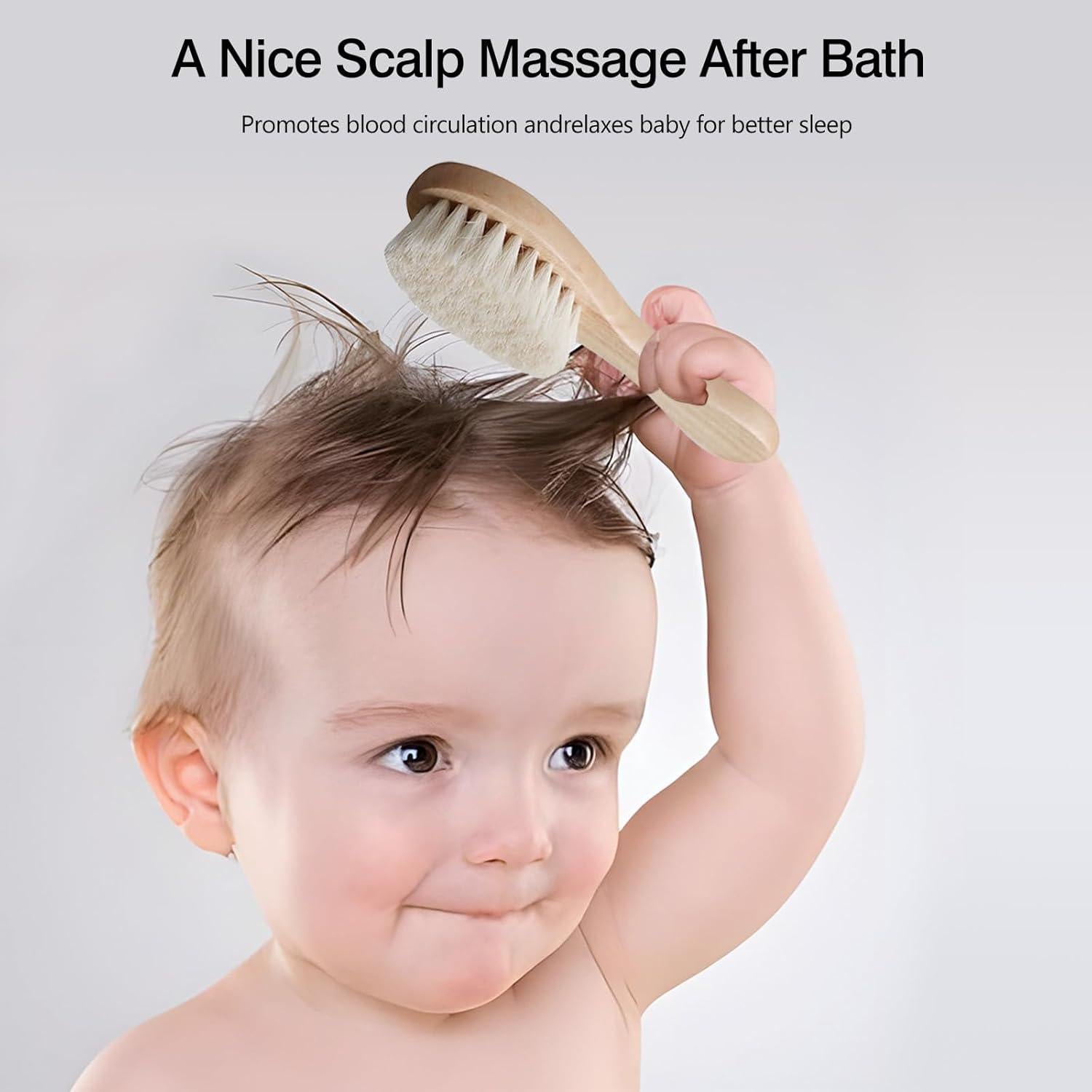 Paquete de 2 Cepillos para Bebé Kootinn con Mango de Madera