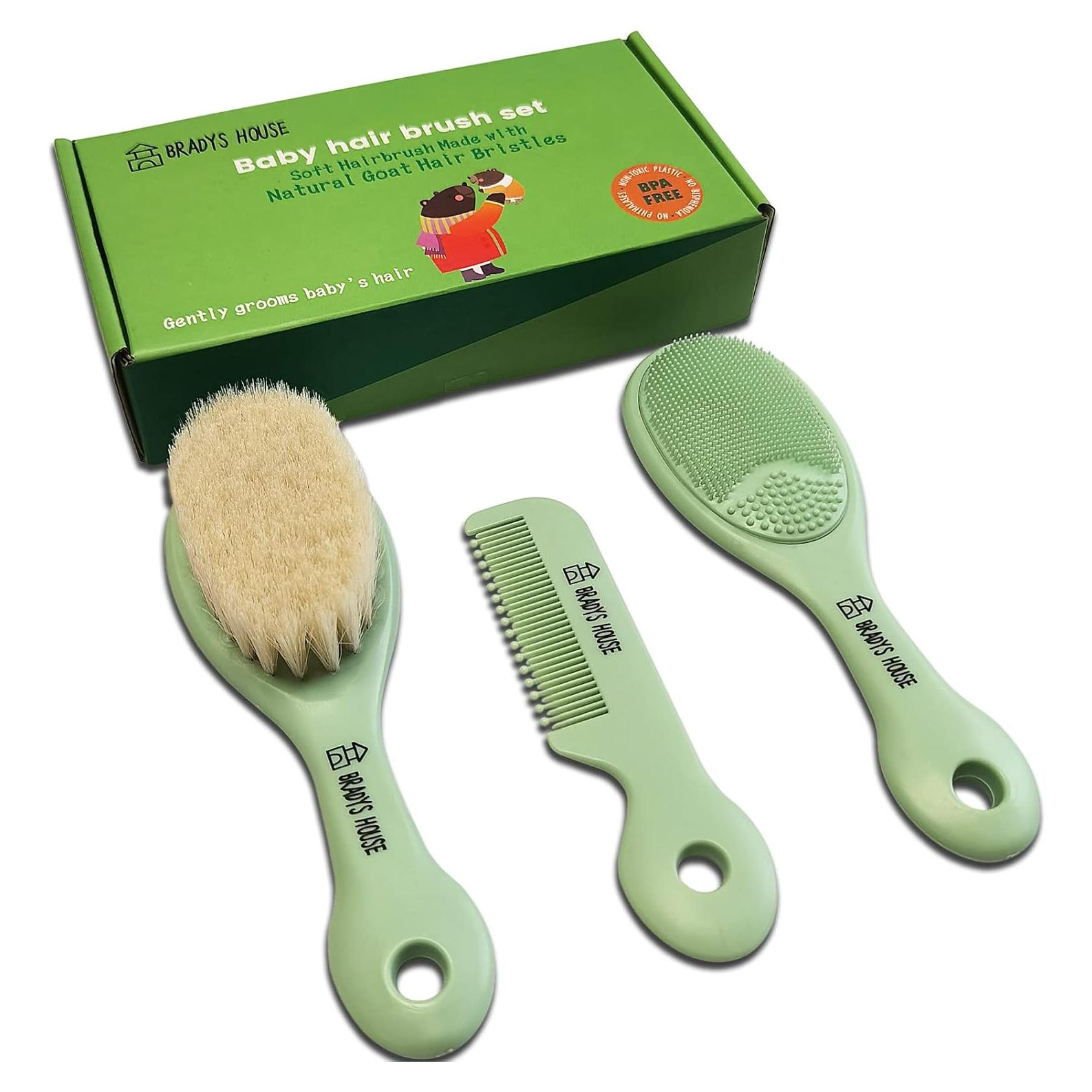 Juego de Cepillo y Peine para Bebés 3 Piezas - Suave y Seguro