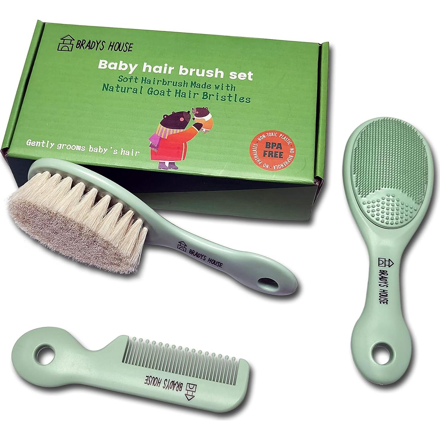 Juego de Cepillo y Peine para Bebés 3 Piezas - Suave y Seguro