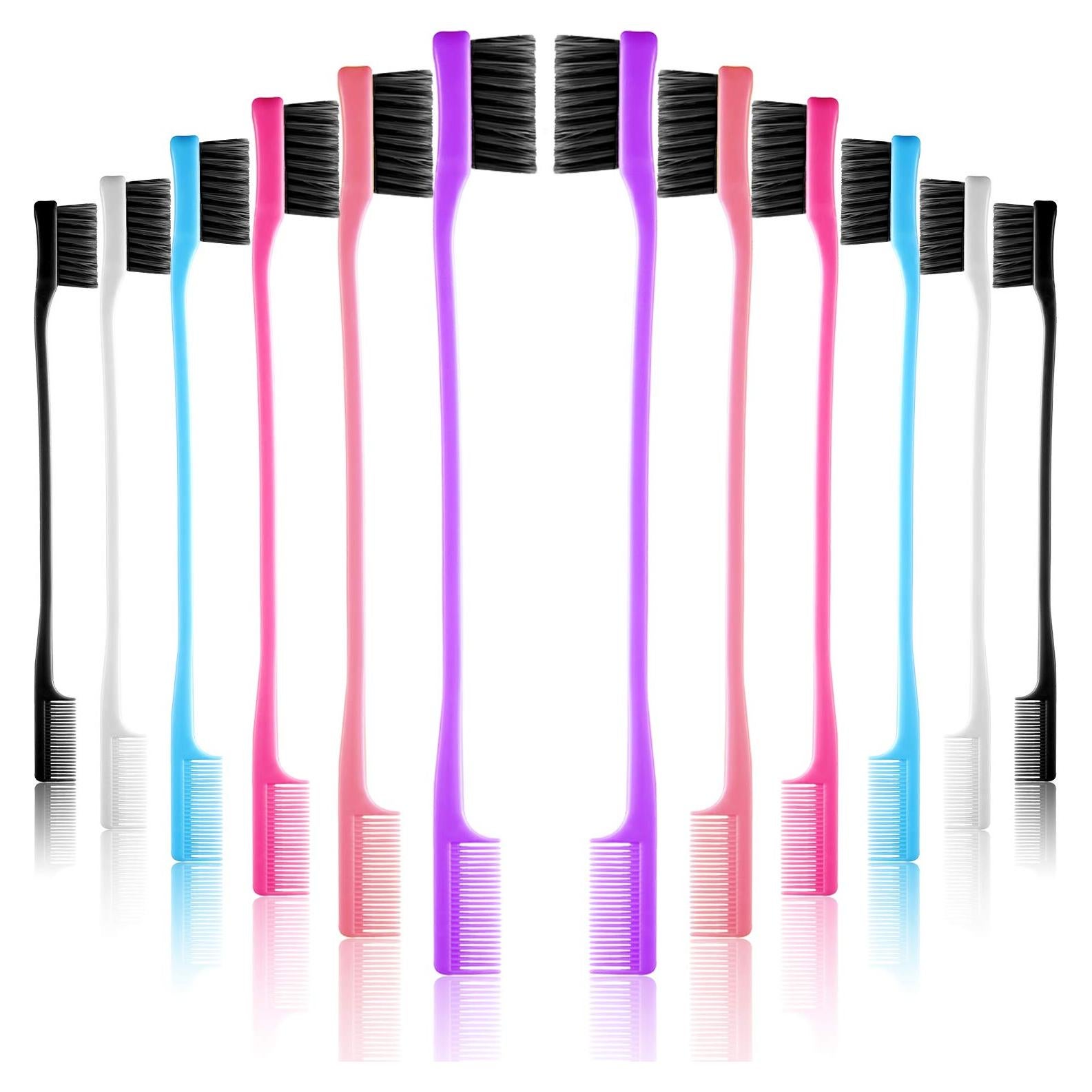 Yaomiao 12 Cepillos de Bordes para Cabello y Cejas - Colores Aleatorios