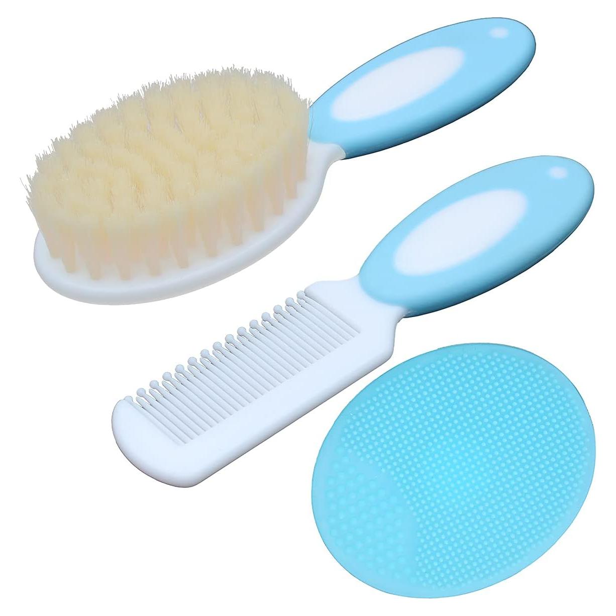 Juego de Cepillos para Bebés Duruan - Silicona y Cabra - Azul