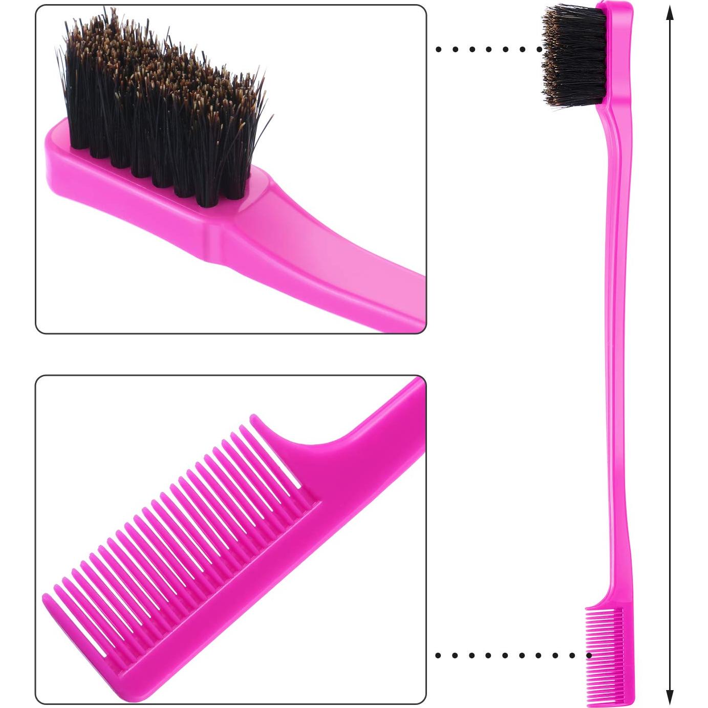 BBTO 10 Pcs Cepillos de Bordes 2 en 1 Rosa y Negro