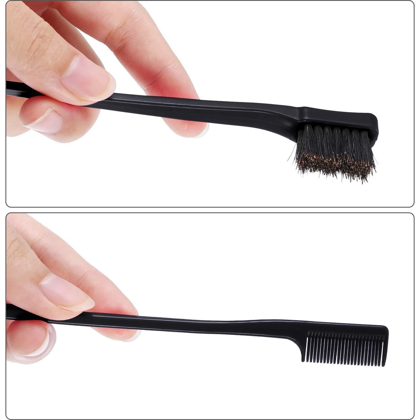 BBTO 10 Pcs Cepillos de Bordes 2 en 1 Rosa y Negro