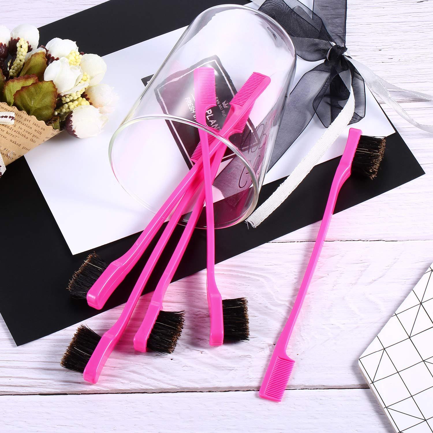 BBTO 10 Pcs Cepillos de Bordes 2 en 1 Rosa y Negro