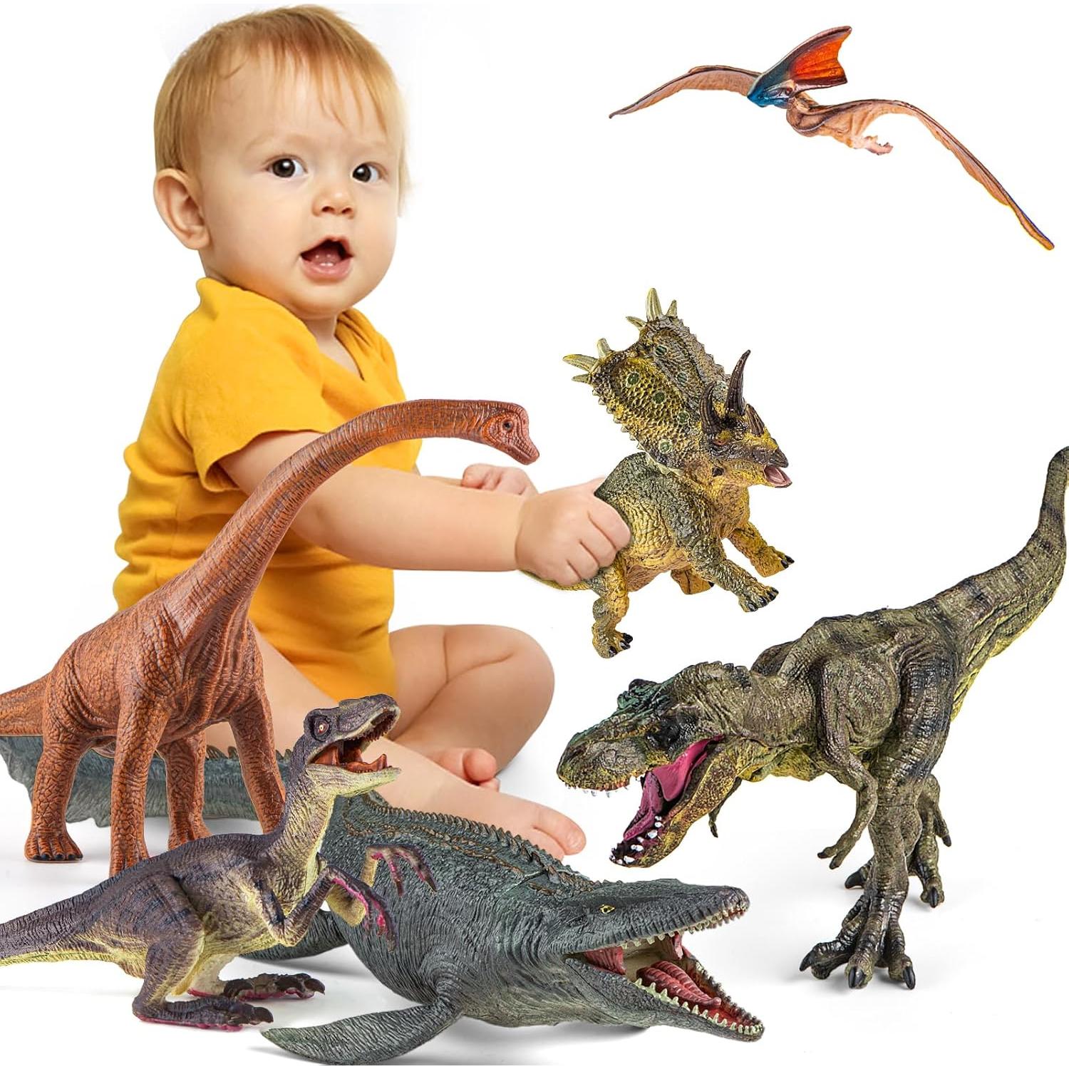 Juego de Juguetes de Dinosaurios Jumbo Lavesom 6 Piezas 23-41 cm