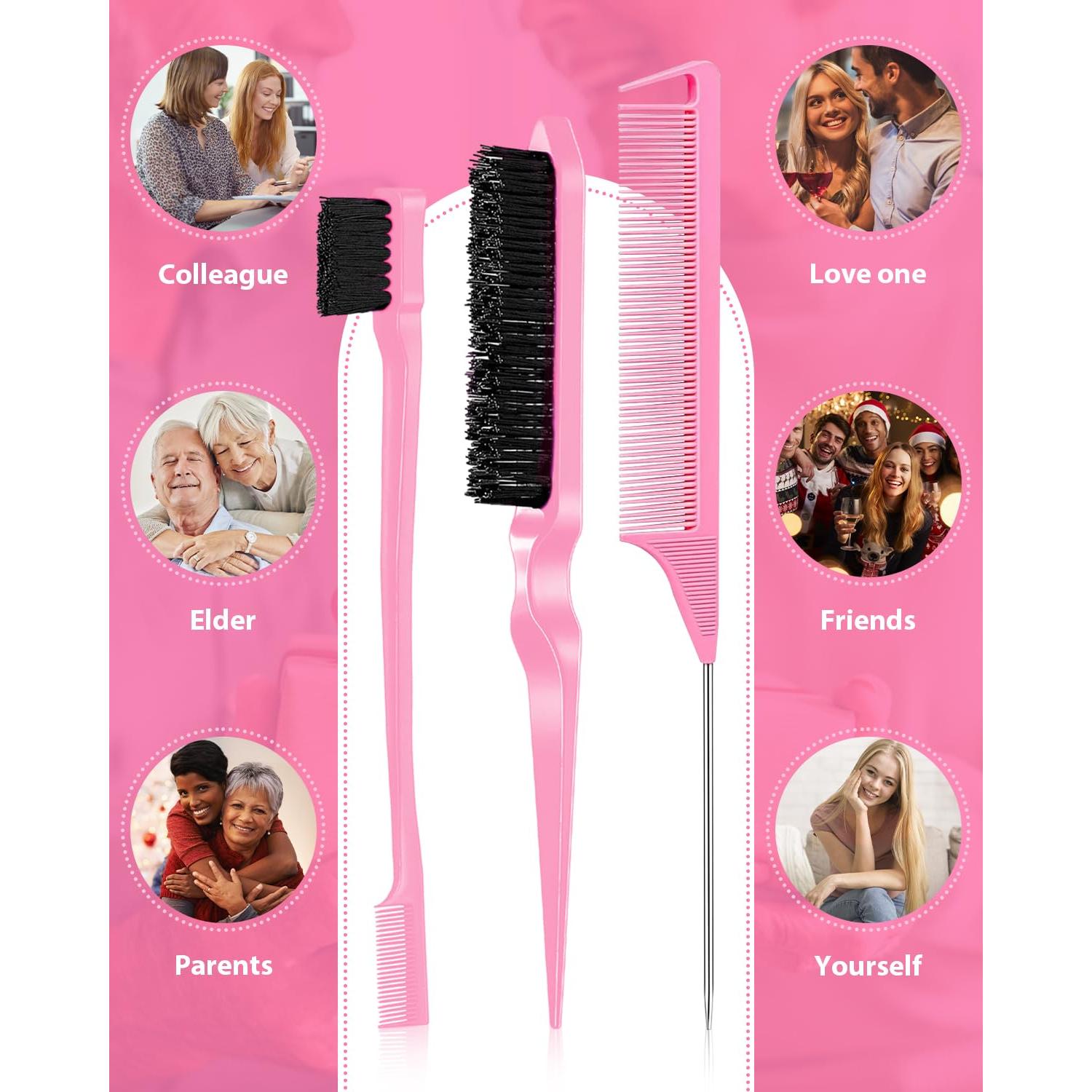 Juego de Cepillos y Peines para Cabello Slick Back - 3 Piezas