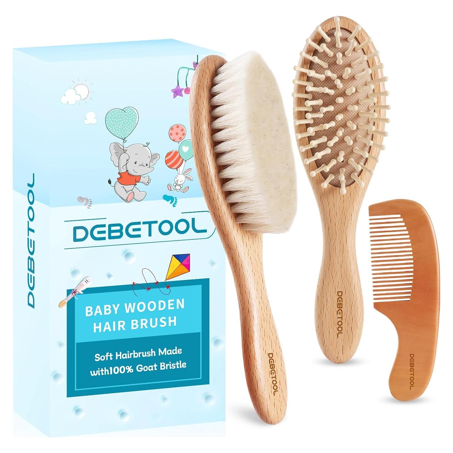 Juego de Cepillo y Peine para Bebés DEBETOOL - Madera Suave