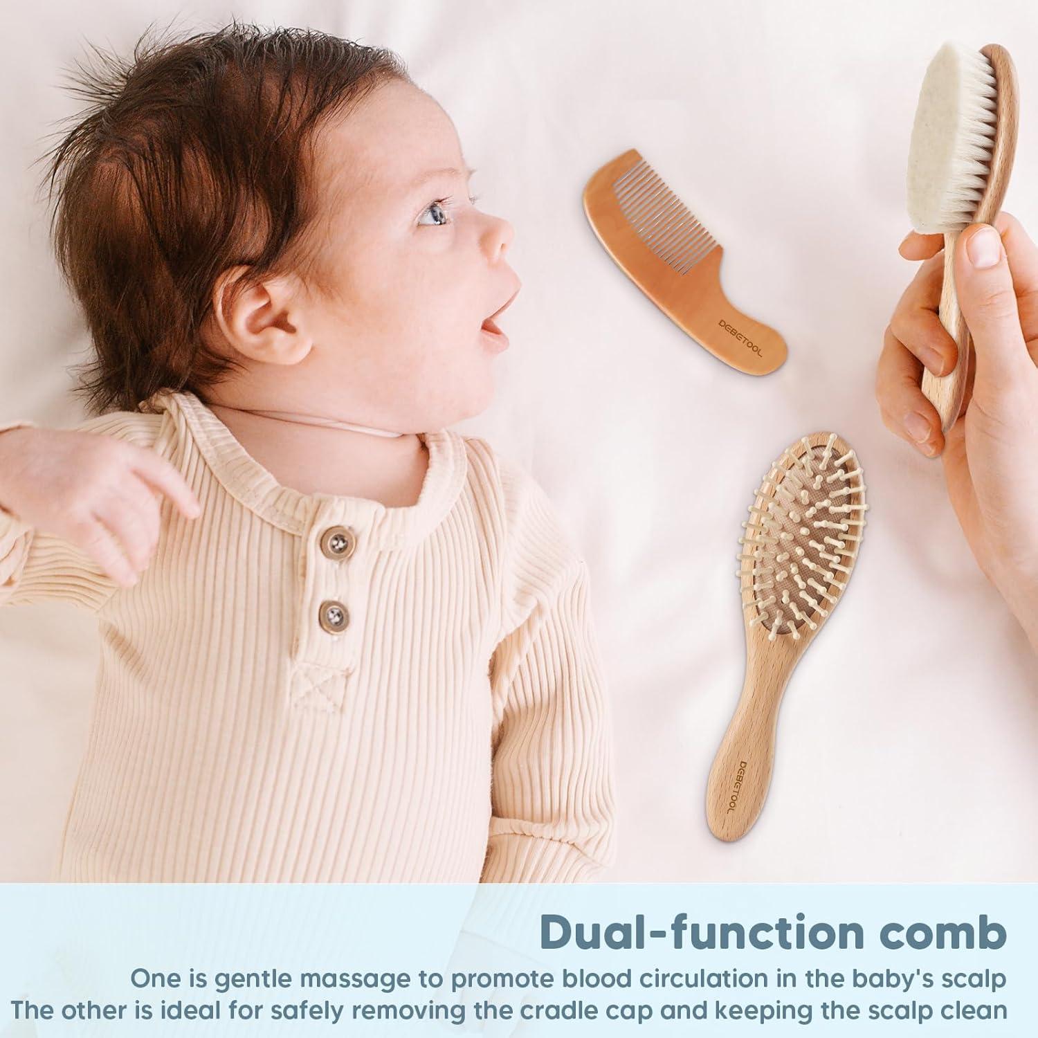 Juego de Cepillo y Peine para Bebés DEBETOOL - Madera Suave