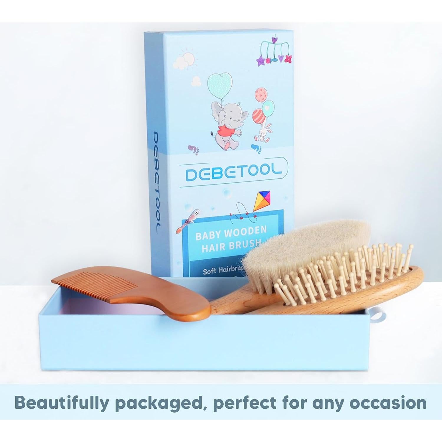 Juego de Cepillo y Peine para Bebés DEBETOOL - Madera Suave