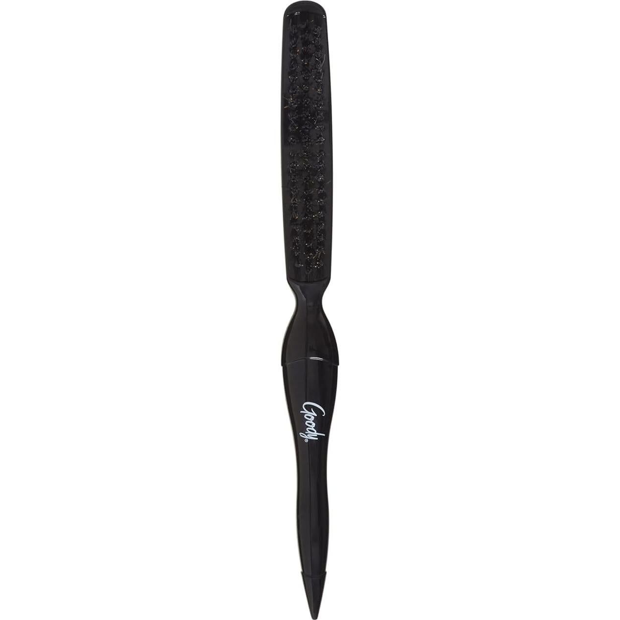 Goody Shine On Boar Edge Brush, Boar Bristle with Long Sectioning Tail, Smoothens Fly-Aways, Use as a Styling Brush, All Hair Types, Textures & Styles, Black