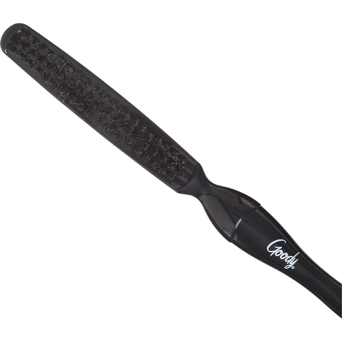 Goody Shine On Boar Edge Brush, Boar Bristle with Long Sectioning Tail, Smoothens Fly-Aways, Use as a Styling Brush, All Hair Types, Textures & Styles, Black