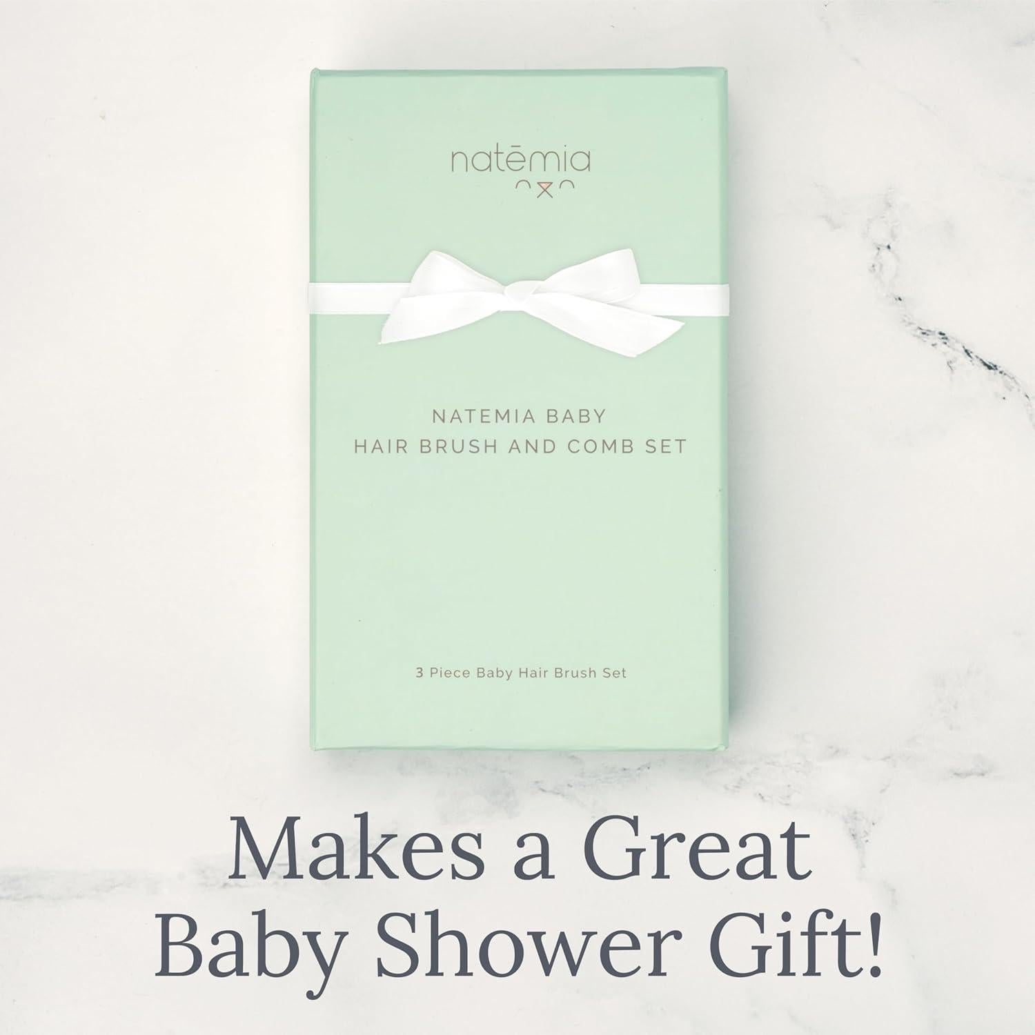 Juego de Cepillo y Peine de Madera Natemia para Bebés - 3 Piezas