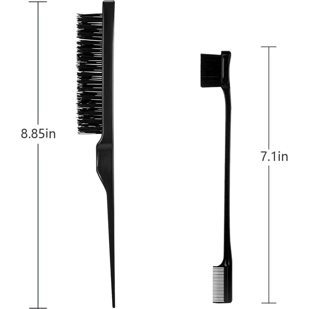 Carbon Fiber Hair Comb Set, 3 PCS, Hair Styling Tools with Teasing Brush for Women Girls Kids Braiding Backcombing Styling (Black)