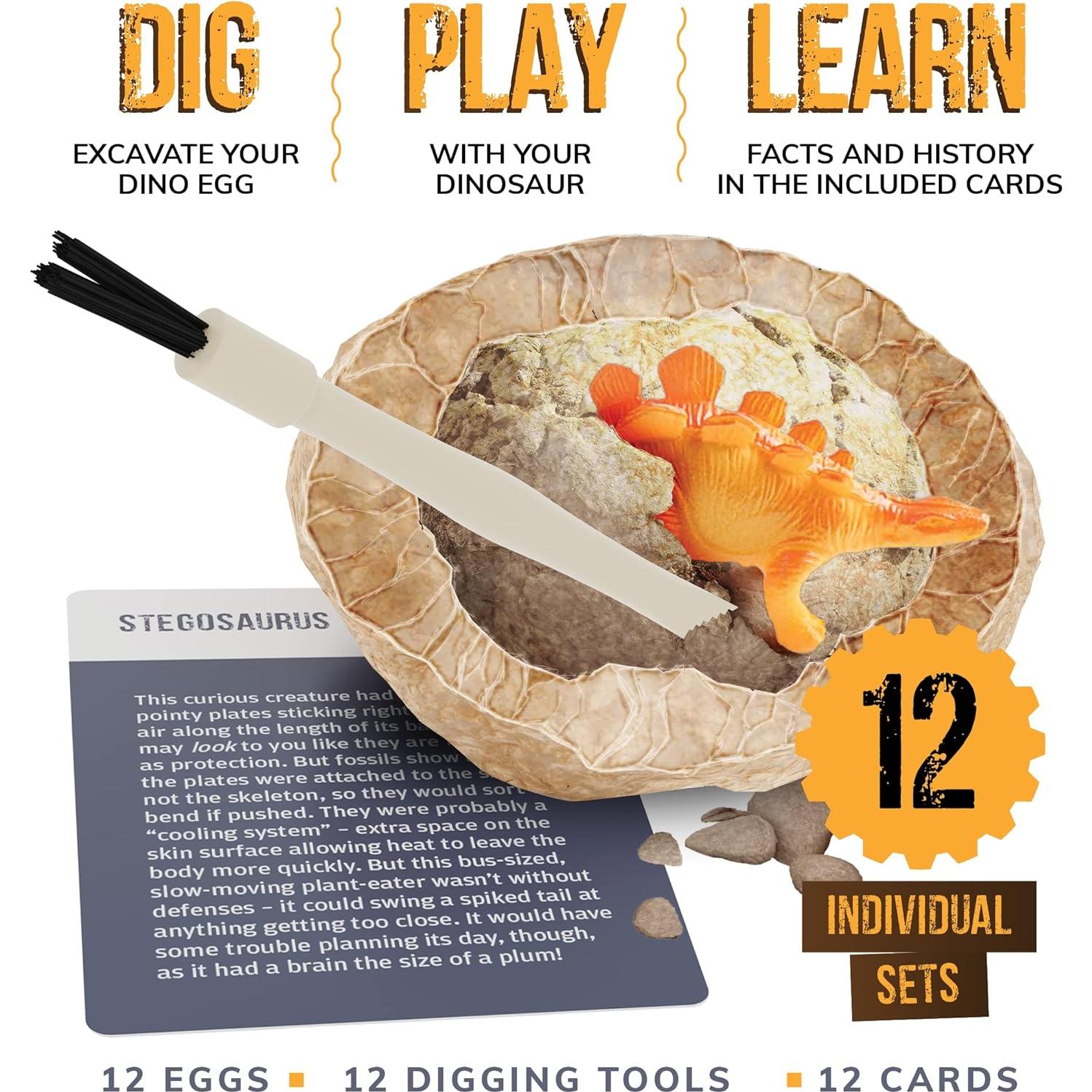 Excavadora de Dinosaurios Dan&Darci - 12 Huevos para Niños 3-12 Años