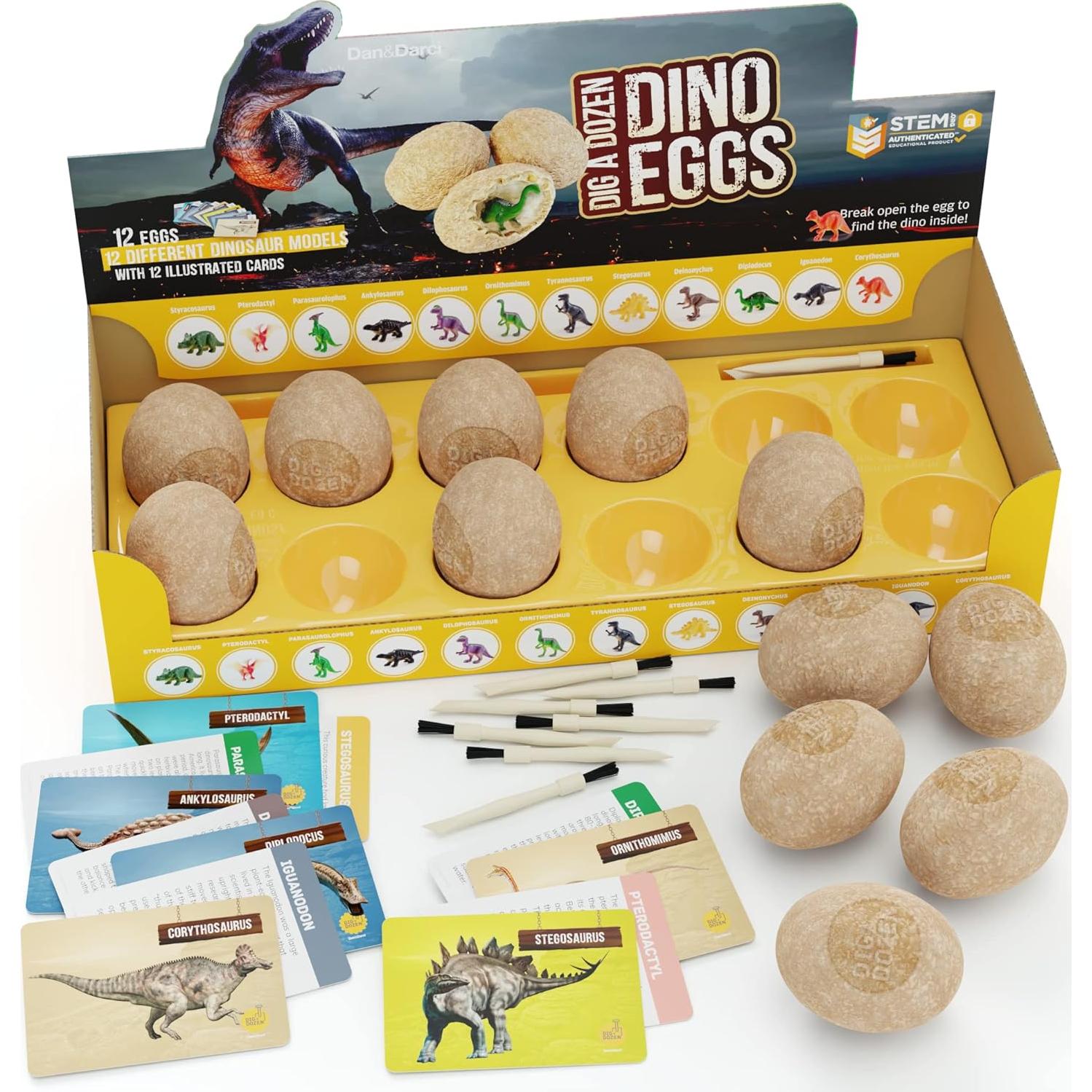 Excavadora de Dinosaurios Dan&Darci - 12 Huevos para Niños 3-12 Años