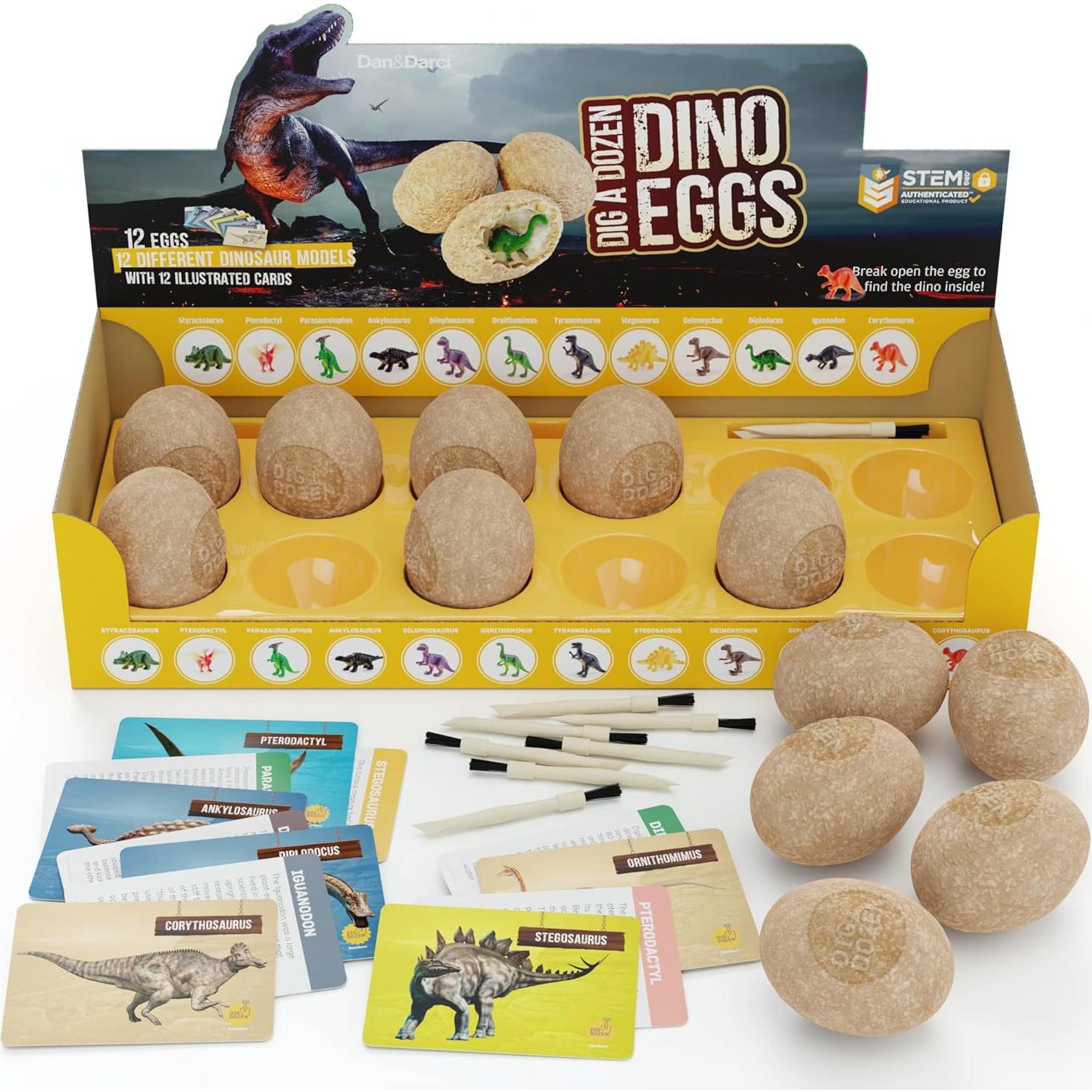 Excavadora de Dinosaurios Dan&Darci - 12 Huevos para Niños 3-12 Años