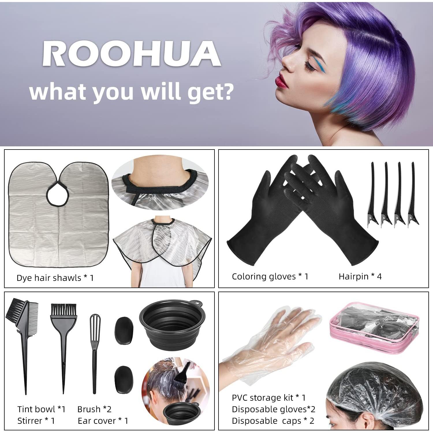 Kit de Coloración de Cabello ROOHUA 16 Piezas Reutilizables