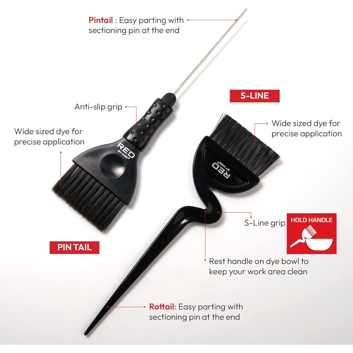 Set de Coloración Capilar Red by Kiss - Tazón y 3 Pinceles