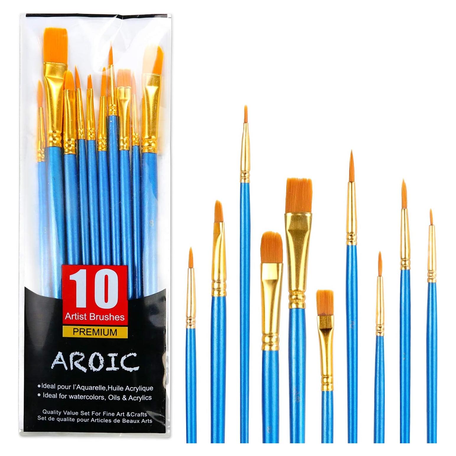 Juego de Pinceles AROIC 10 Piezas Nylon para Pintura