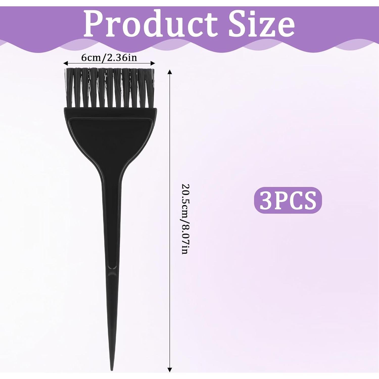 Brochas para Tinte de Cabello 3 Pcs Reutilizables Negro