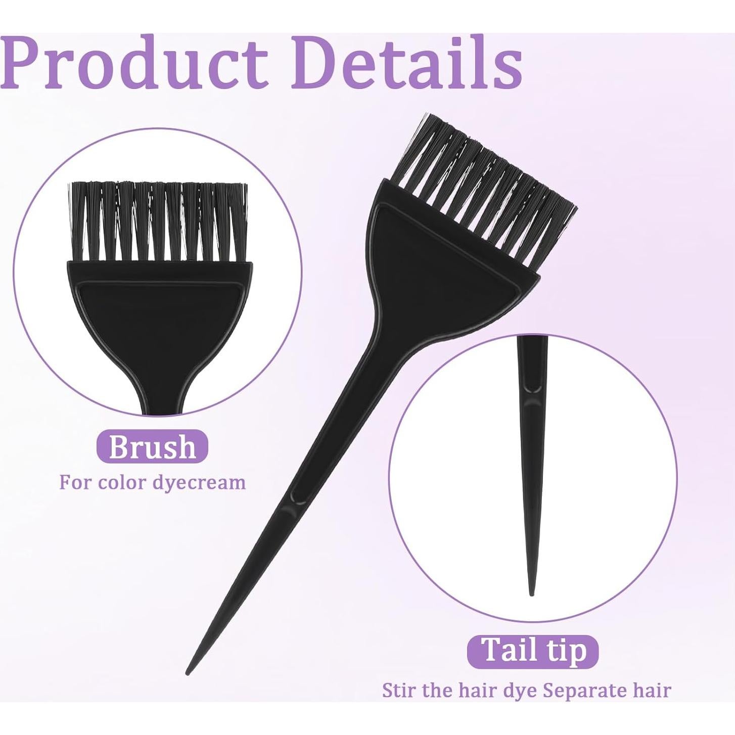 Brochas para Tinte de Cabello 3 Pcs Reutilizables Negro