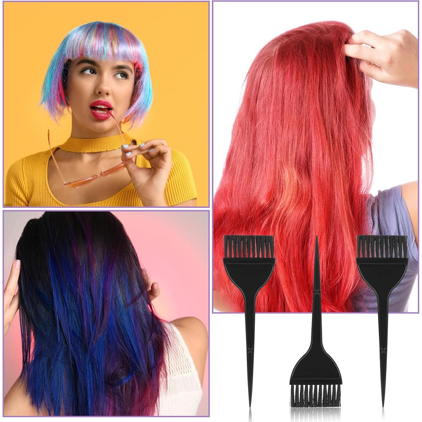 Brochas para Tinte de Cabello 3 Pcs Reutilizables Negro