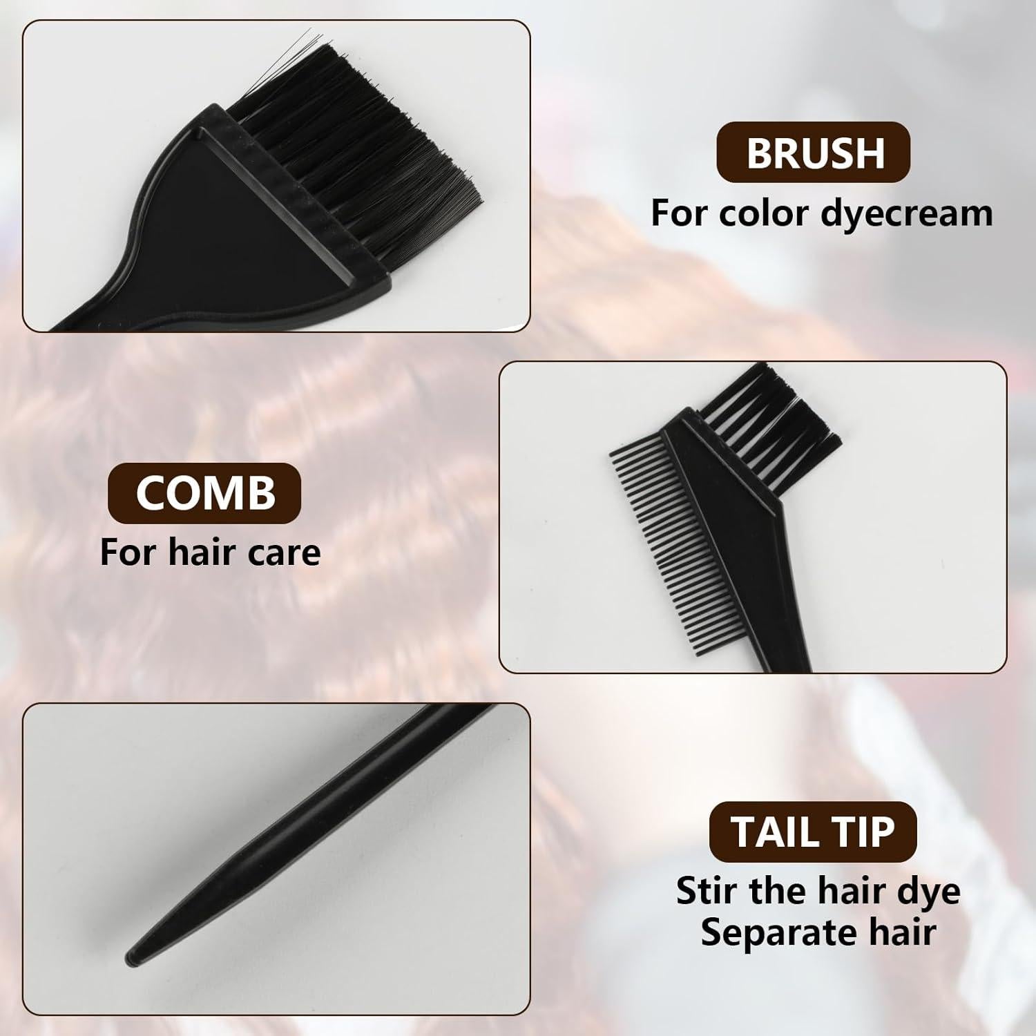 Kit de Brochas para Tinte de Cabello MUZHUPGUZ 6 Piezas