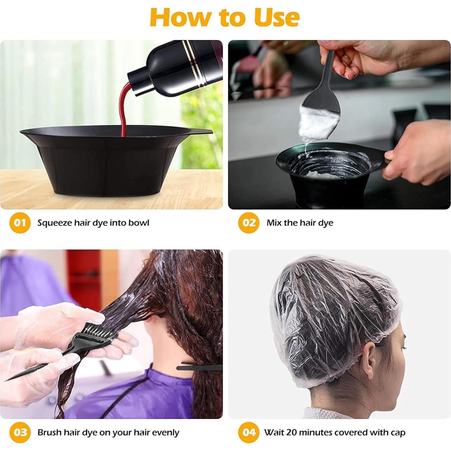 Juego de Brochas y Cuencos para Tinte de Cabello Much Hotter, 4 Piezas