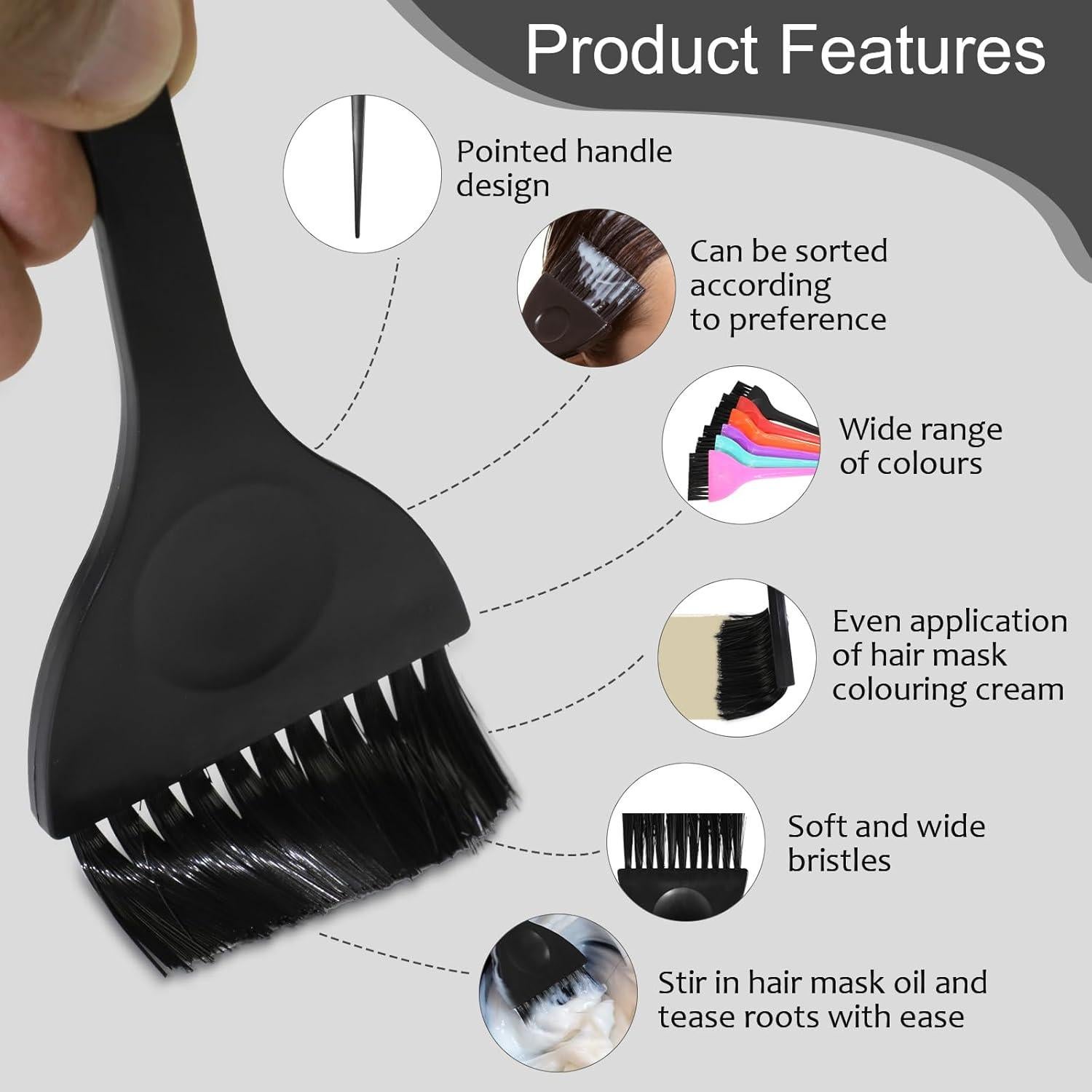 Set de 6 Brochas para Tinte de Cabello Ayzylpth - Colores Vibrantes