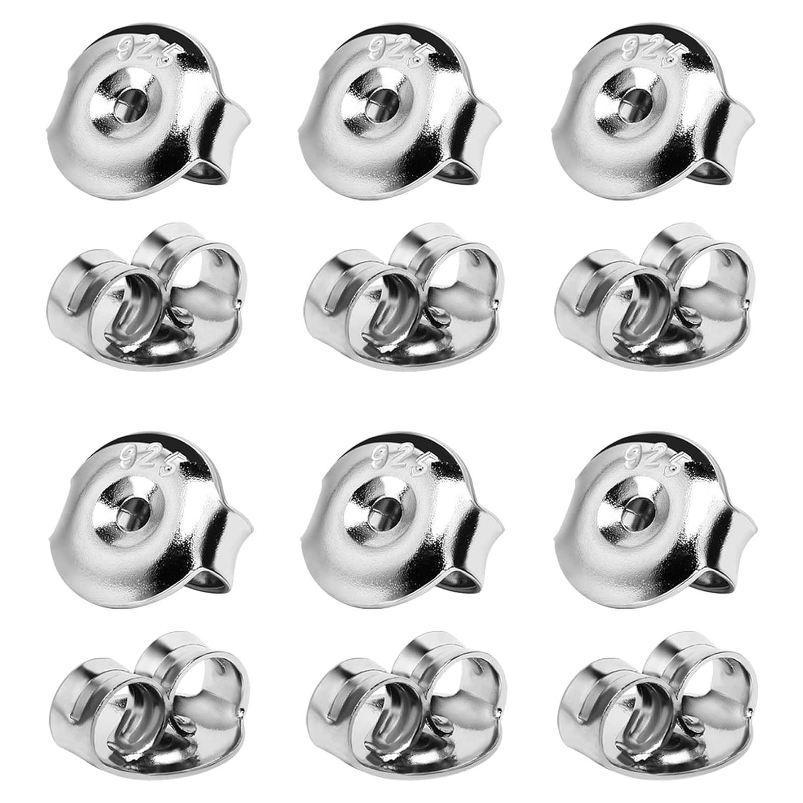 12 Piezas Respaldos de Aretes Plata 925 Baño Oro 18K Hipoalergénico