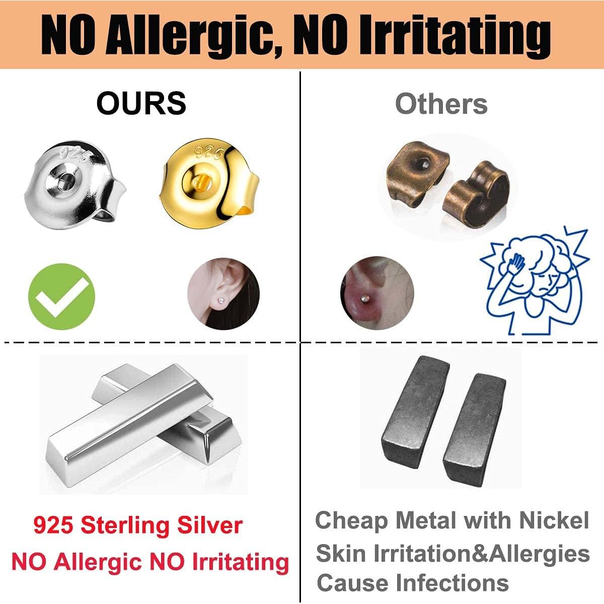 Respaldo de Pendientes DELECOE 6 Pares Hipoalergénico Oro y Plata