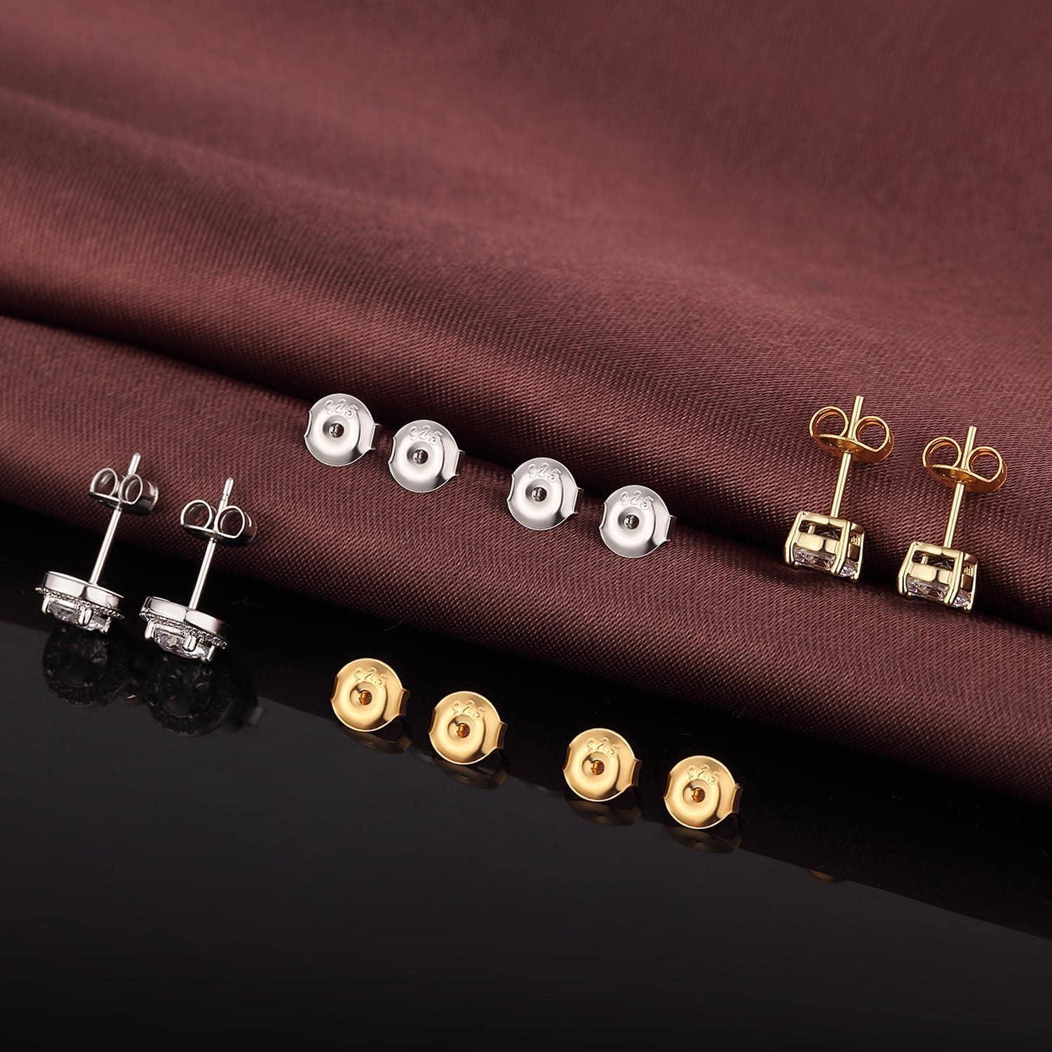 Respaldo de Pendientes DELECOE 6 Pares Hipoalergénico Oro y Plata