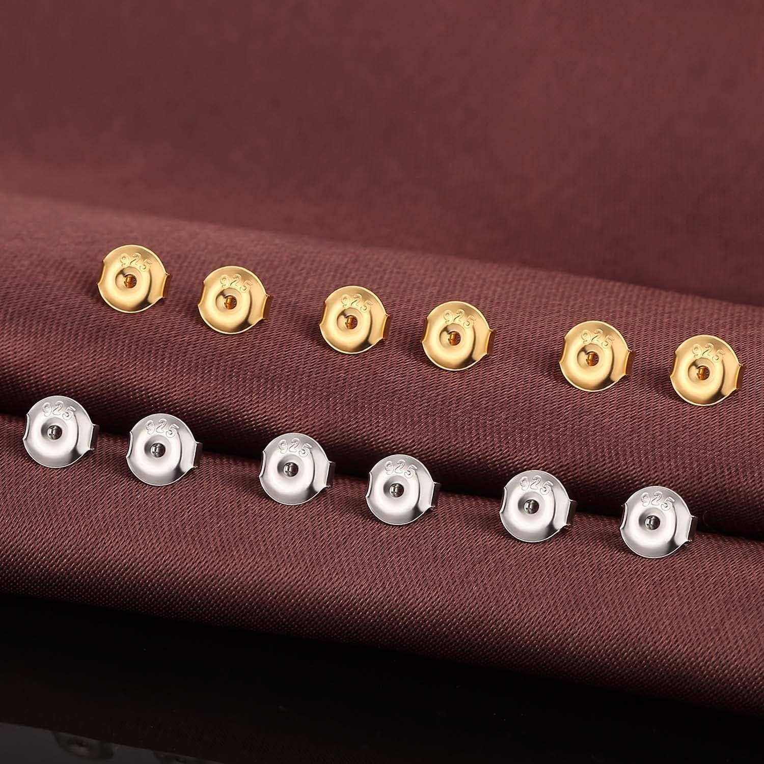 Respaldo de Pendientes DELECOE 6 Pares Hipoalergénico Oro y Plata