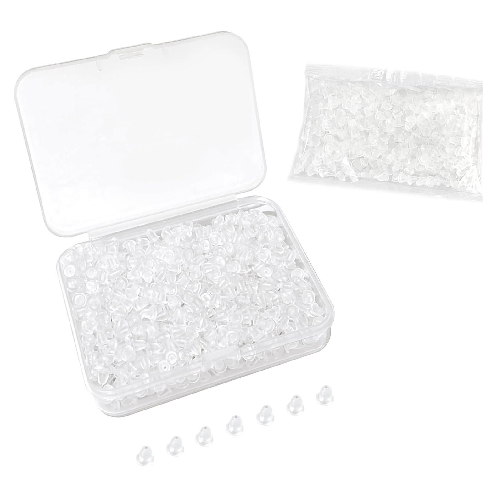 300pcs 4mm Silicone Earring Backs for Studs Earring Backings Soft Clear Ear Safety Back Pads Backstops Bullet Clutch Stopper Replacement for Fish Hook Studs Hoops