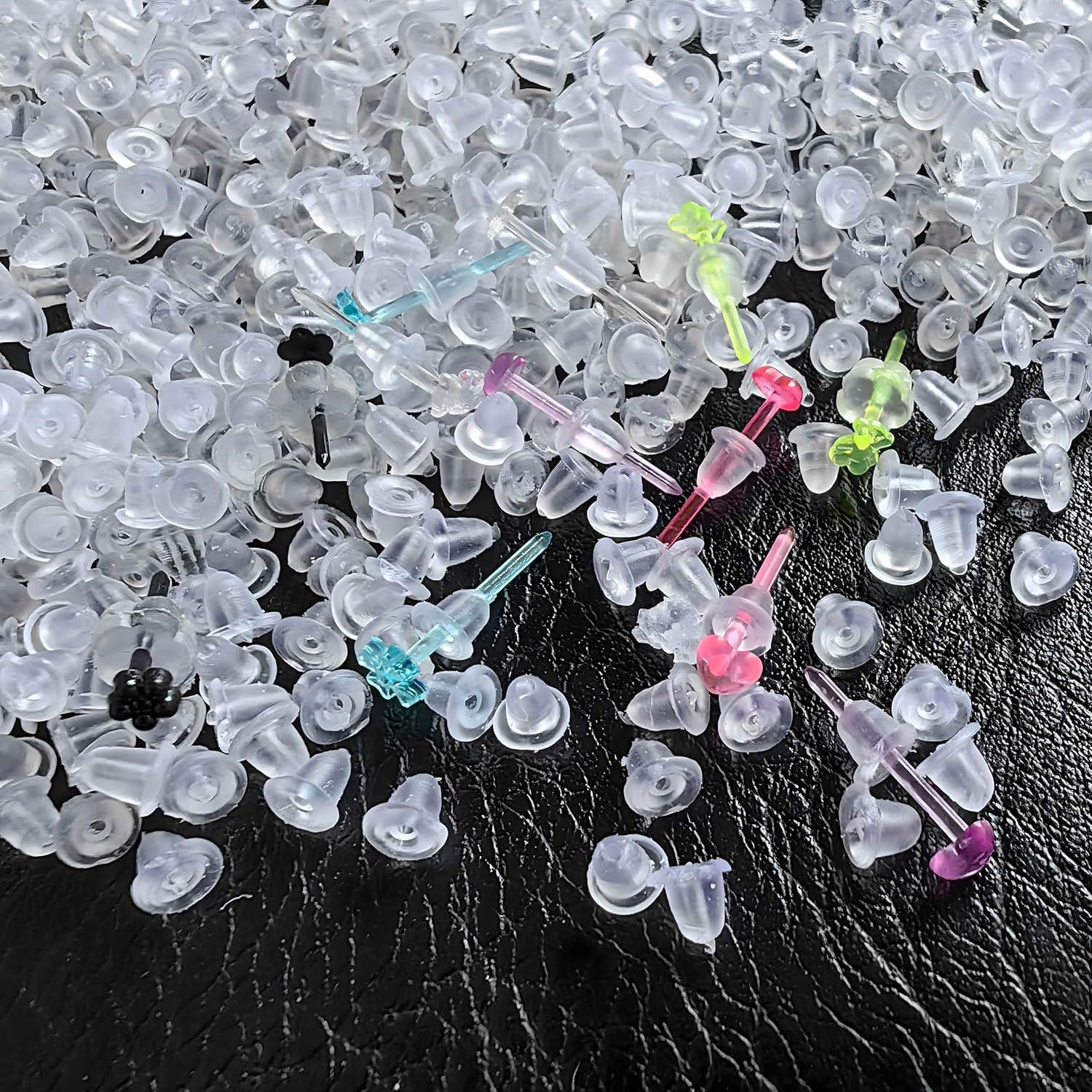 300pcs 4mm Silicone Earring Backs for Studs Earring Backings Soft Clear Ear Safety Back Pads Backstops Bullet Clutch Stopper Replacement for Fish Hook Studs Hoops