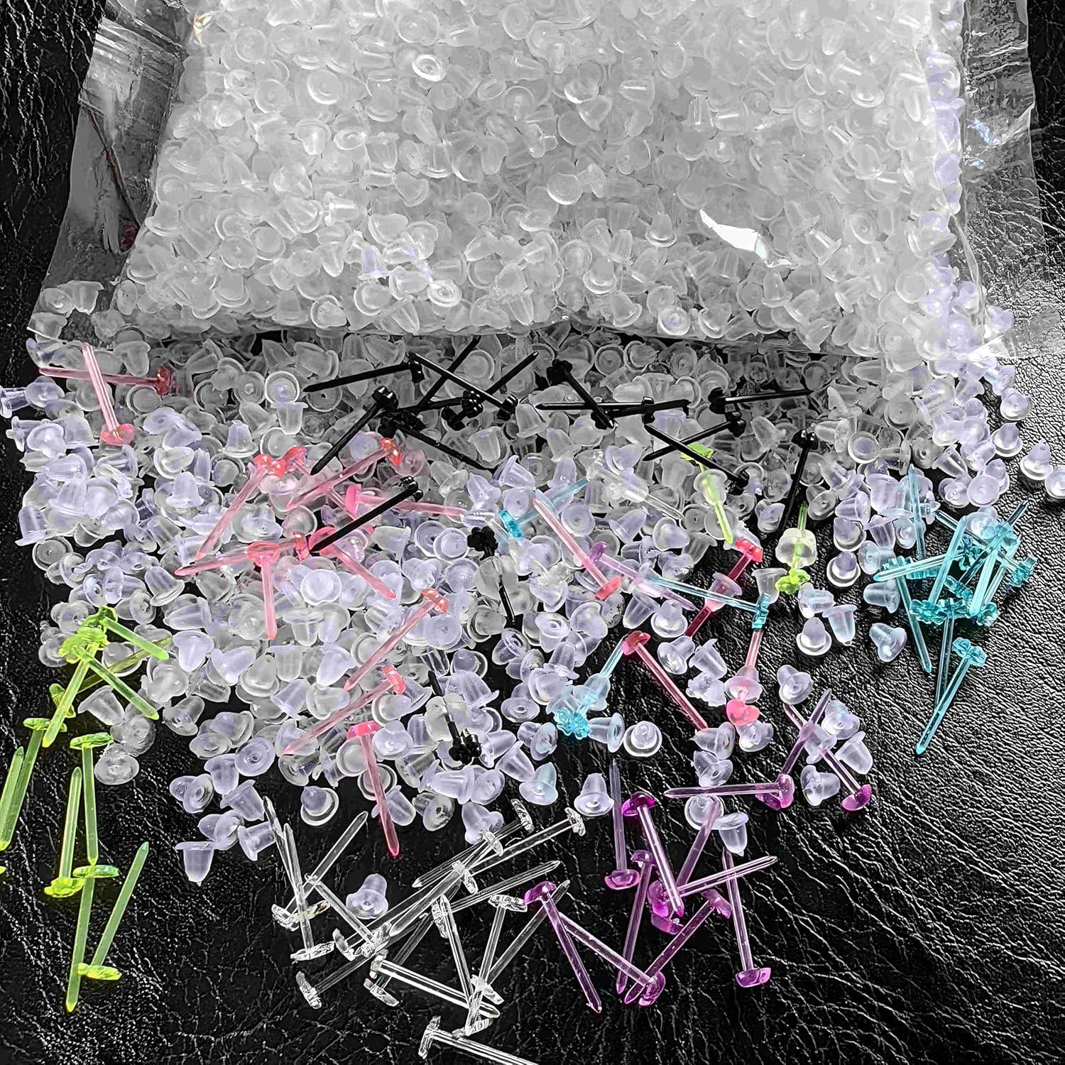 300pcs 4mm Silicone Earring Backs for Studs Earring Backings Soft Clear Ear Safety Back Pads Backstops Bullet Clutch Stopper Replacement for Fish Hook Studs Hoops