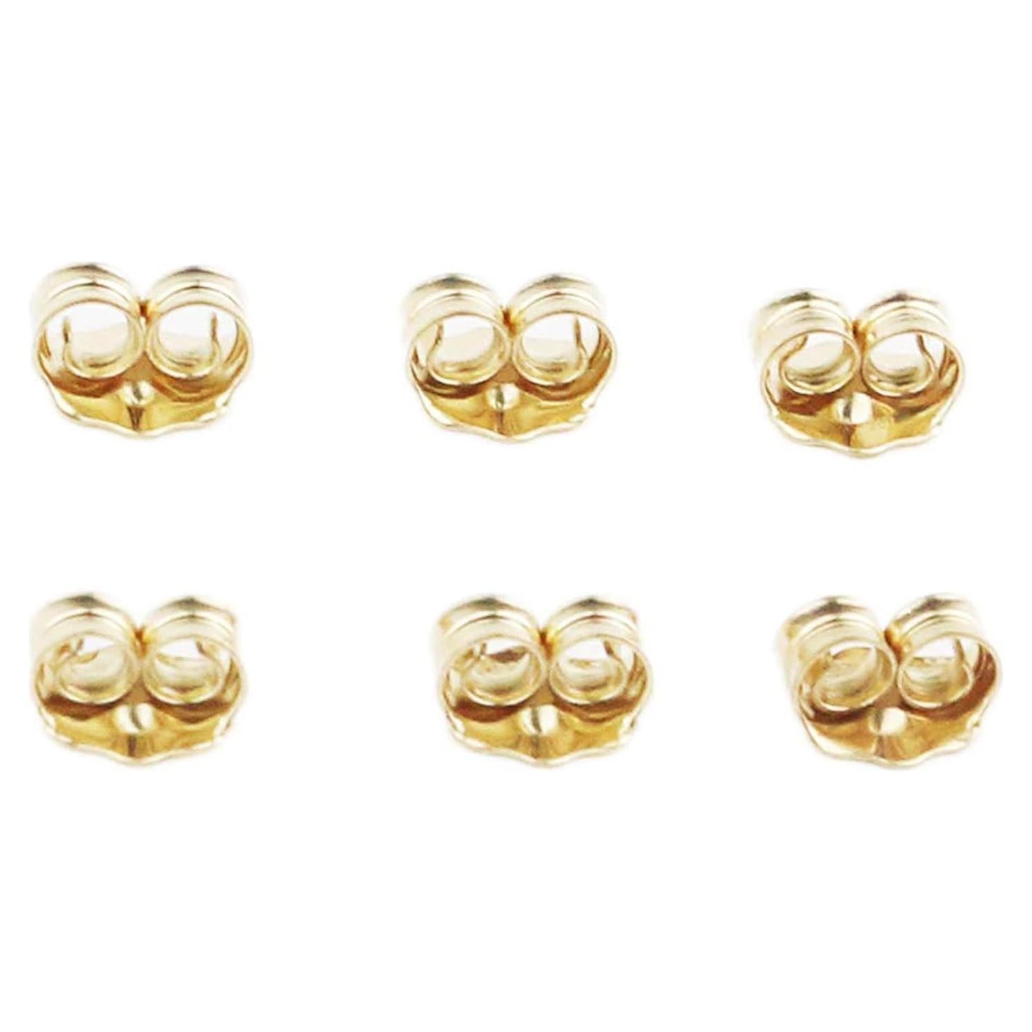 Pendientes de Oro 14K Esujen con Bloqueo - 3 Pares