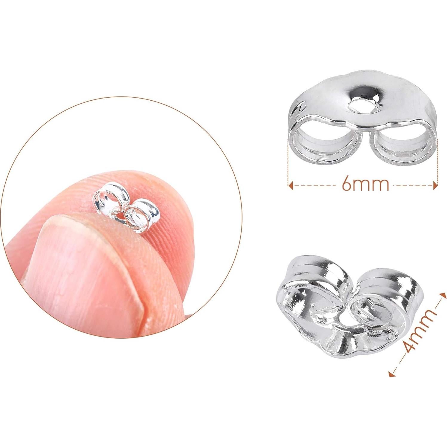 Respaldo de Aretes SANNIX 30pcs Plata Esterlina 4x6mm