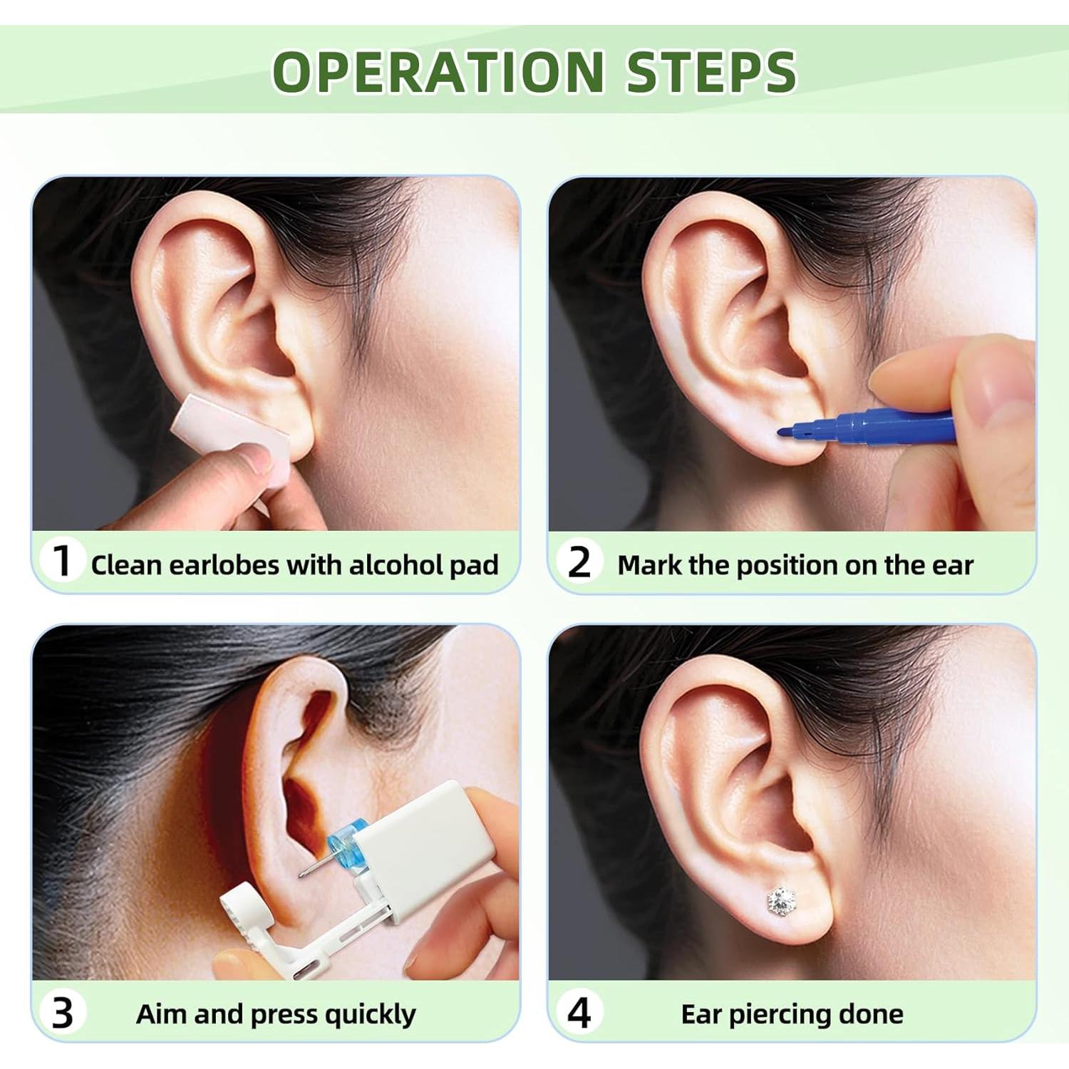 Kit de Perforación de Orejas Novopiercing 24 Pcs Seguro e Indoloro