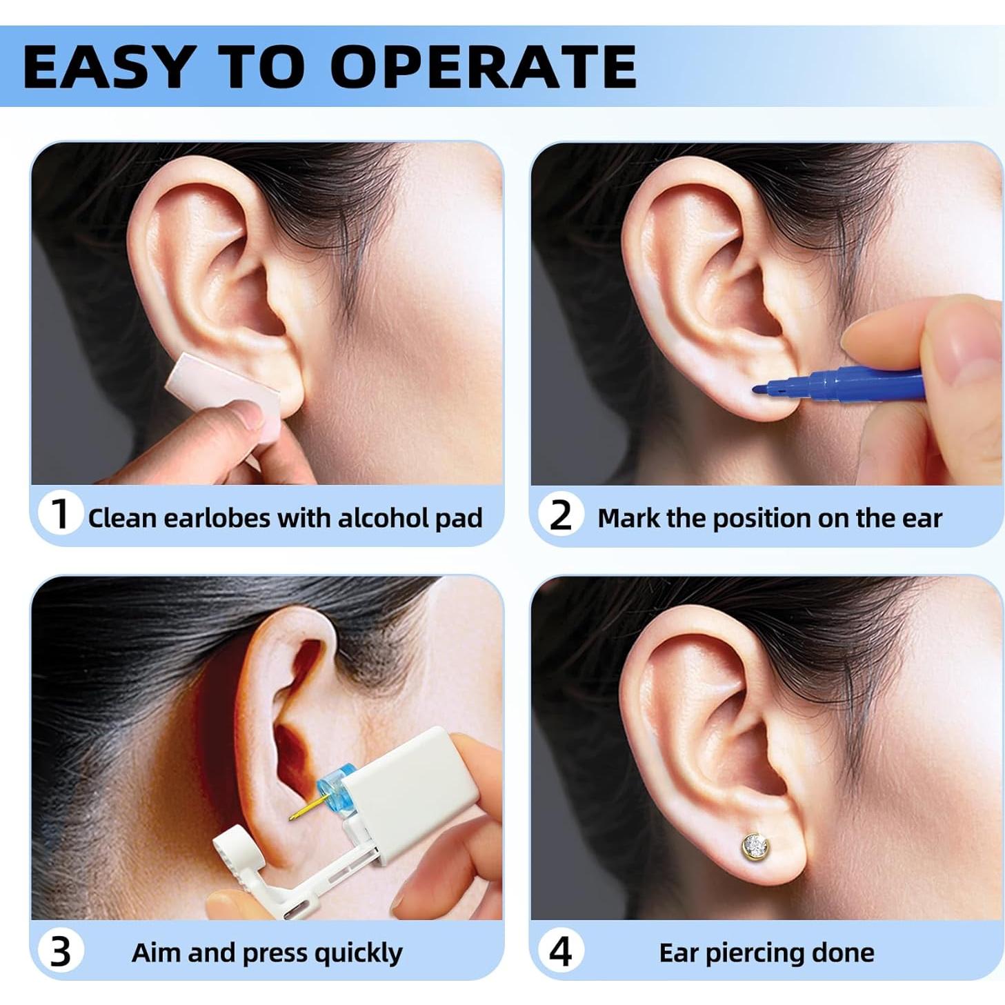 Kit de Piercing de Oreja Novopiercing 24 Piezas - 8 Aretes CZ