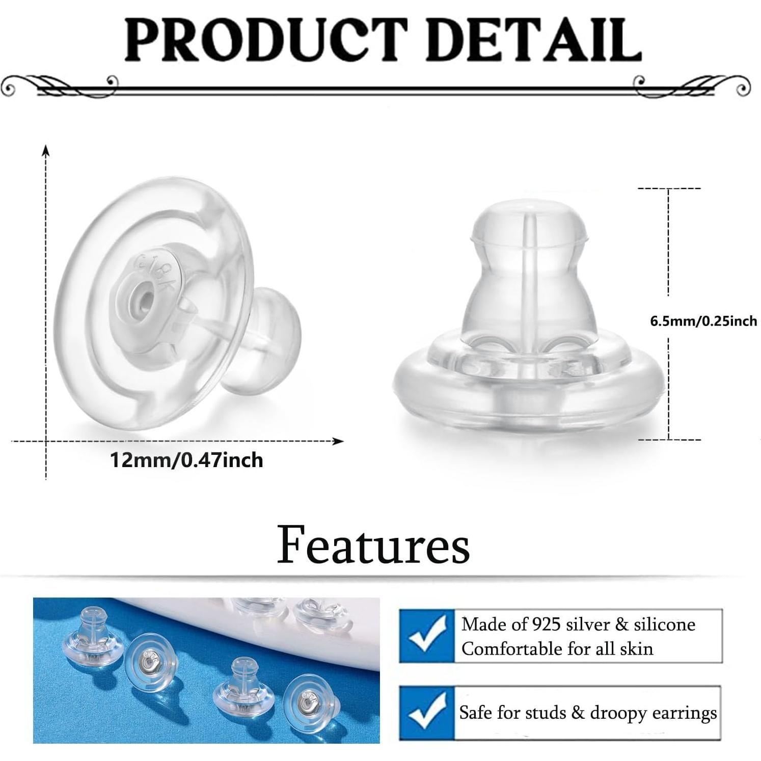 Resortes de Silicona Hipoalergénicos Moconar para Aretes Plata