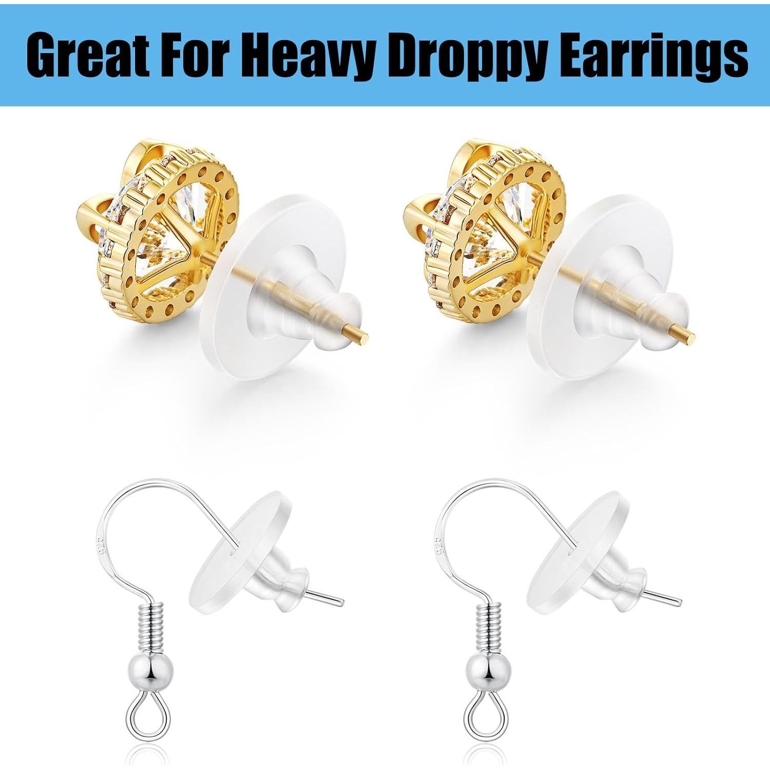 Resortes para Pendientes Kerryjewl 100pcs Silicona Hipoalergénica