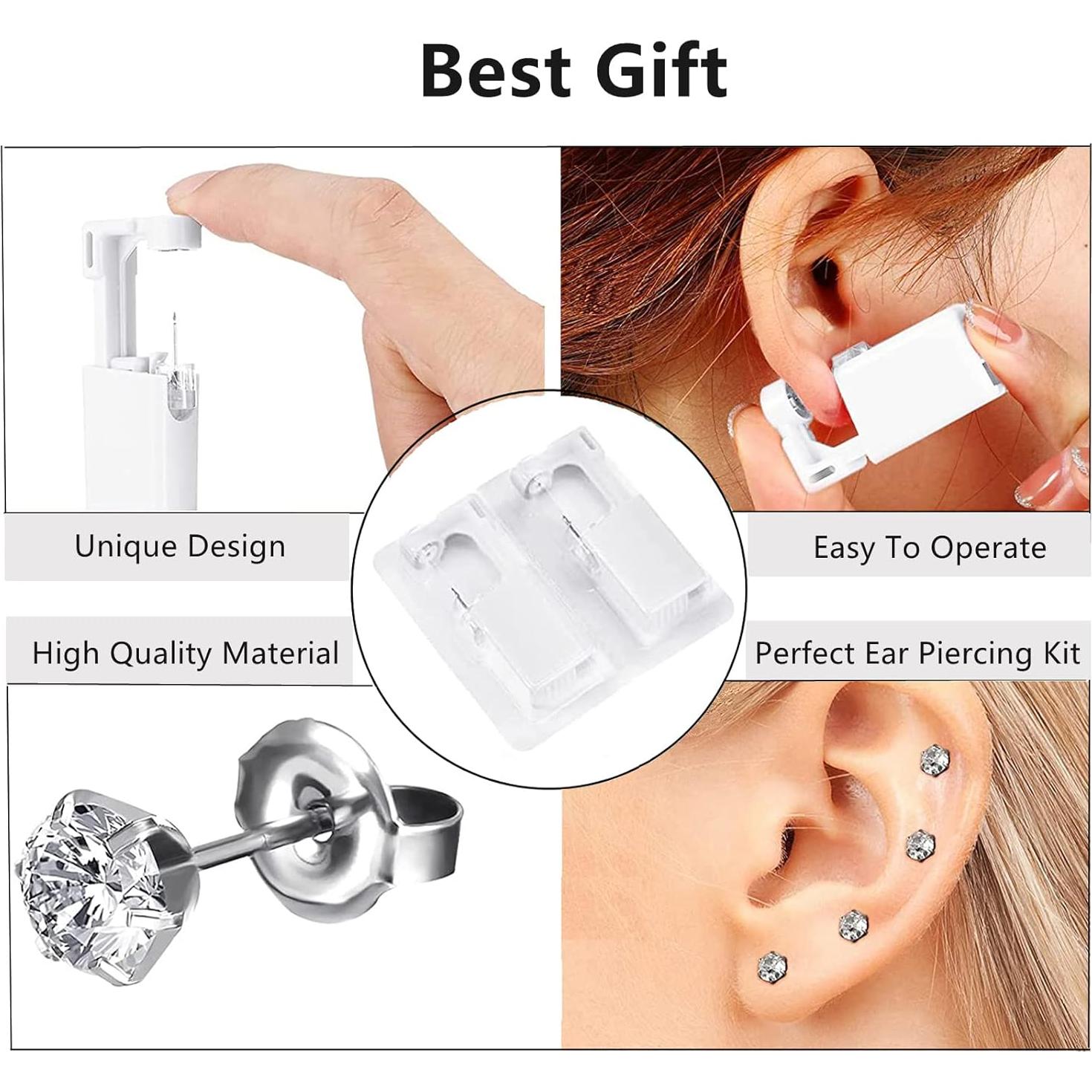 Kit de Perforación de Orejas HYJLPAF - 4 Pistolas Desechables con Aretes 5mm