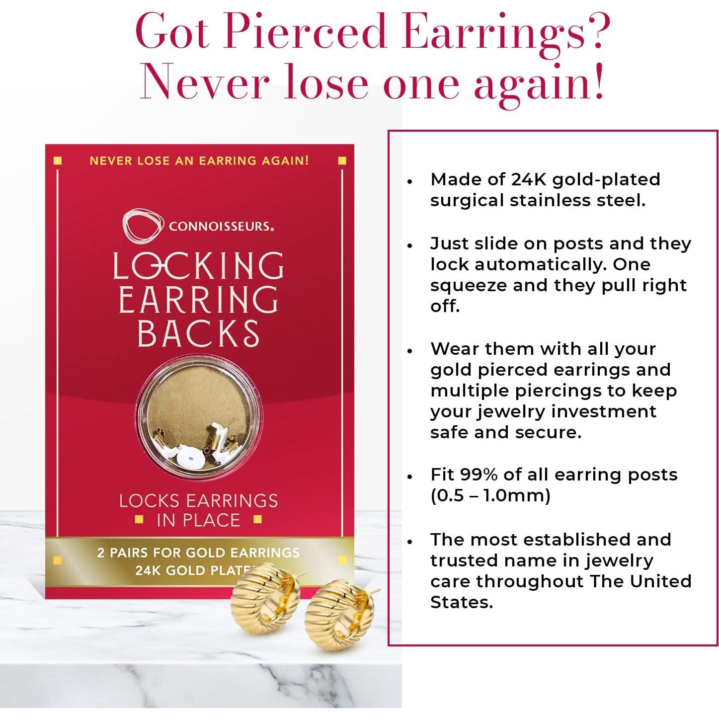 Sujetadores de Pendientes Hipoalergénicos Connoisseurs - Oro 24K