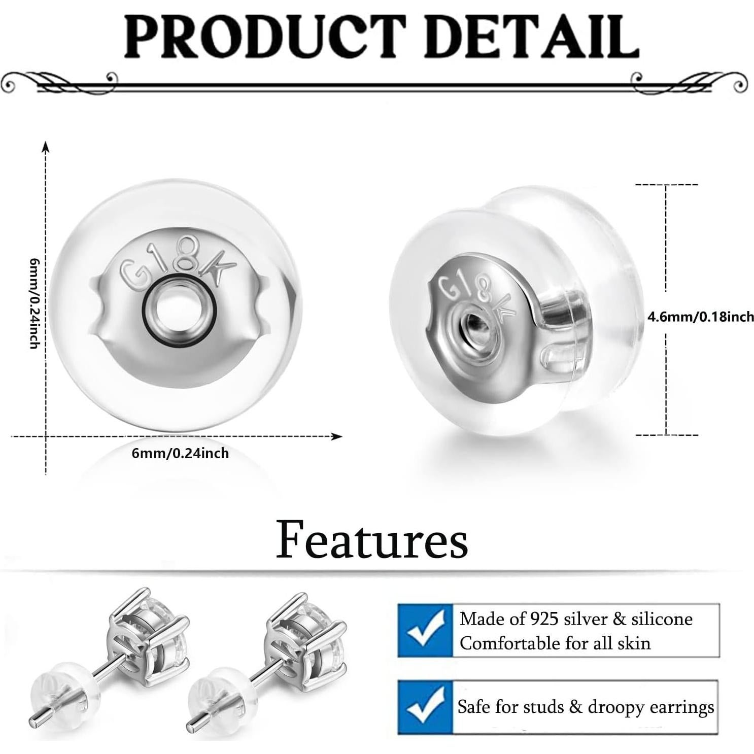 Respaldo de Aretes Hipoalergénico Moconar 12 Pcs Silicona
