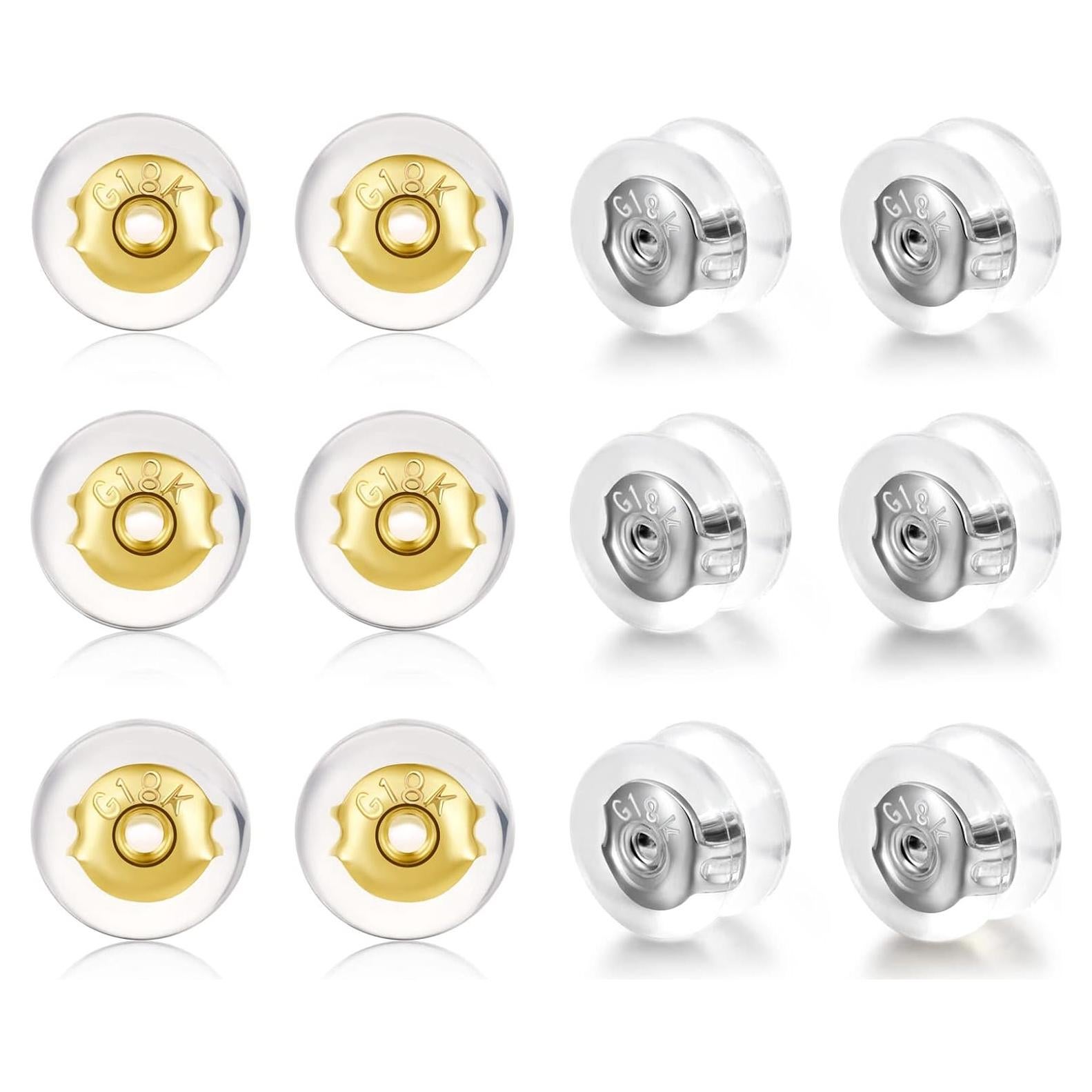 Respaldos de Aretes de Silicona DELECOE 12 Piezas Hipoalergénicos