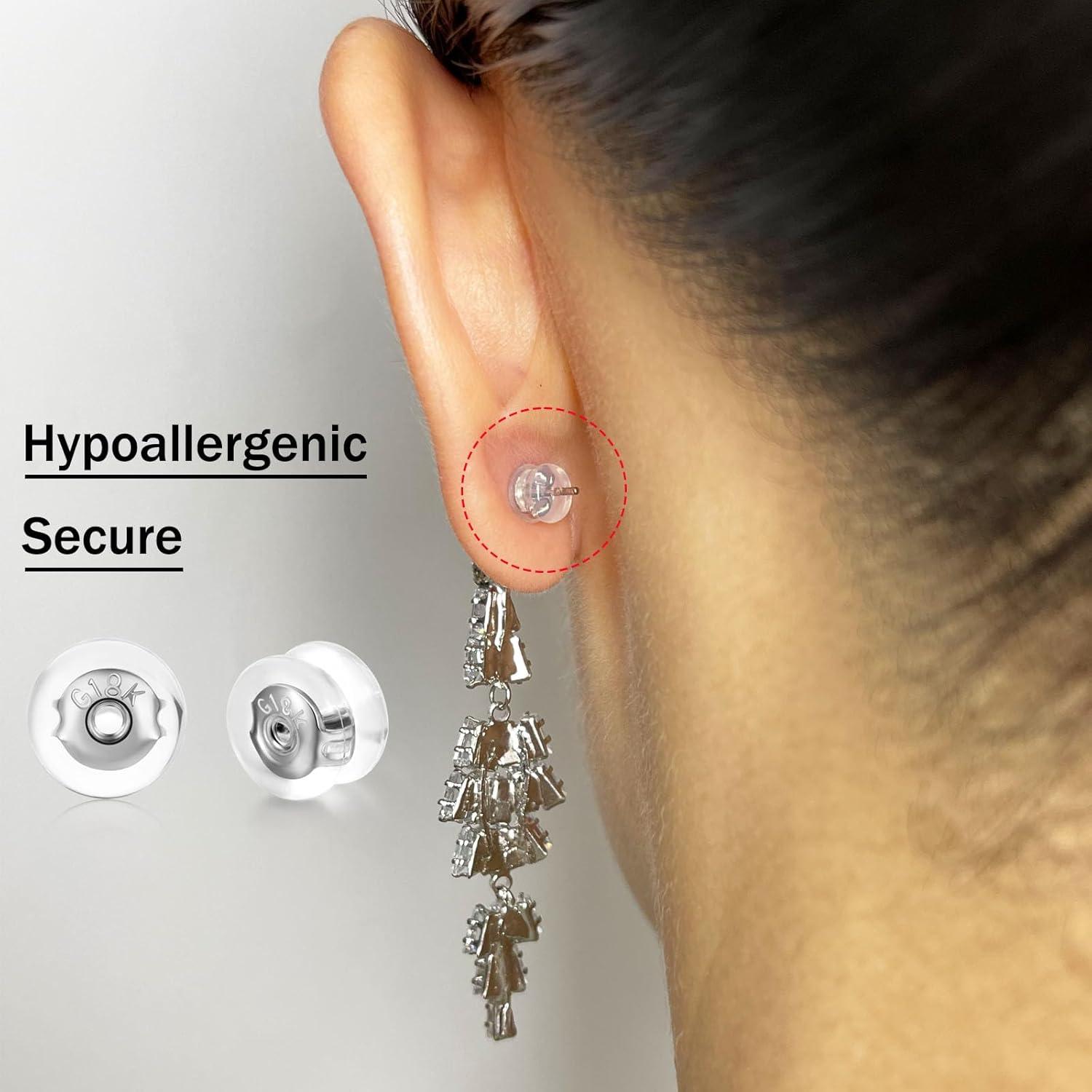 Respaldos de Aretes de Silicona DELECOE 12 Piezas Hipoalergénicos