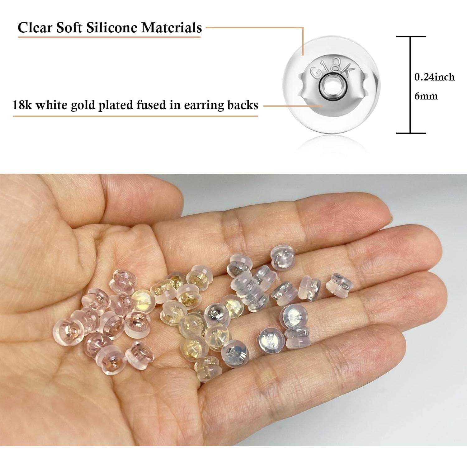 Respaldos de Aretes de Silicona DELECOE 12 Piezas Hipoalergénicos